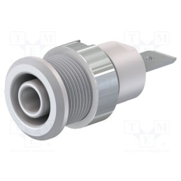 10 pcs : 49.7046-29 - Socket, 4mm banana, 32A, 1kV, Cutout: Ø12.2mm, white, nickel plated