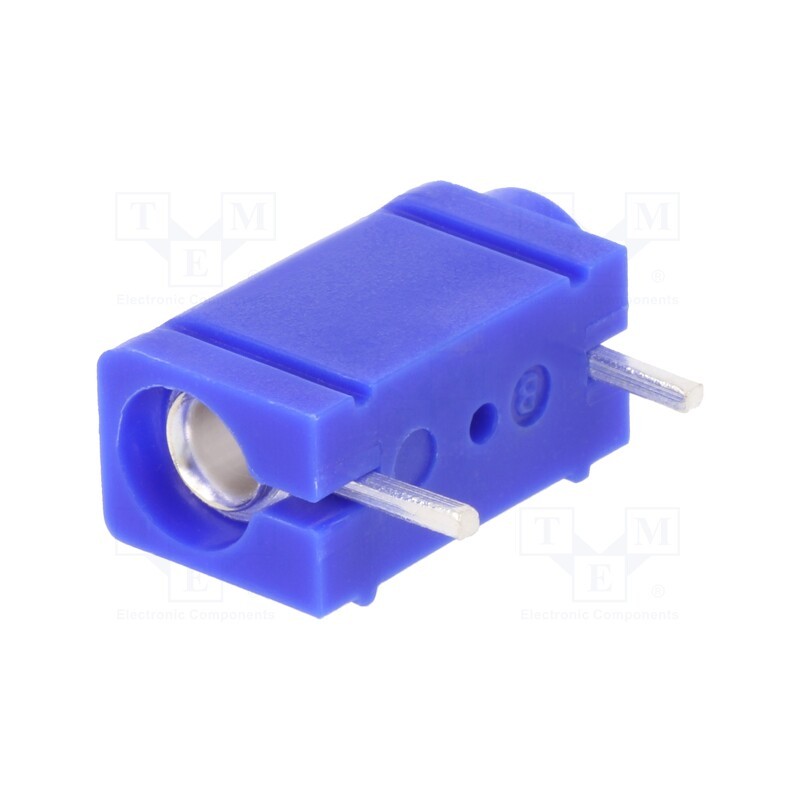 10 pcs : 571-0200 - Socket, 4mm banana, 10A, 250VDC, blue, silver plated, PCB, 23.3mm