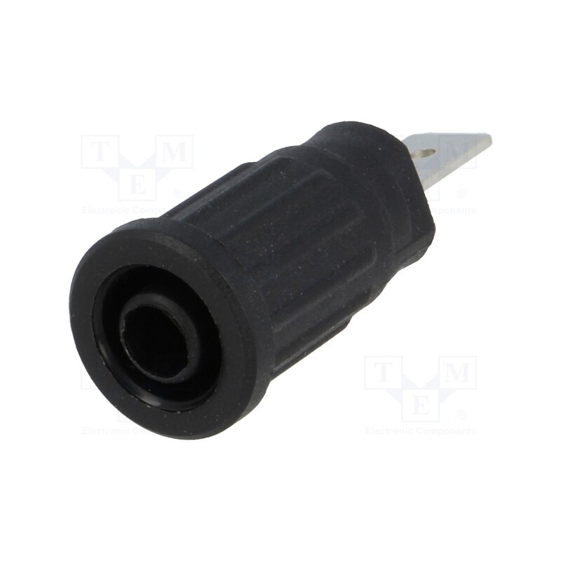 10 pcs : SEPB 6453 NI / SW - Socket, 4mm banana, 32A, 1kV, black, nickel plated, 34.8mm, 5mΩ