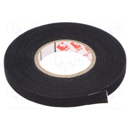10 rol : TAŚMA 003 9MM/25M CZARNA, TKANINOWA - Tape: textile, W: 9mm, L: 25m, Thk: 250um, rubber, black