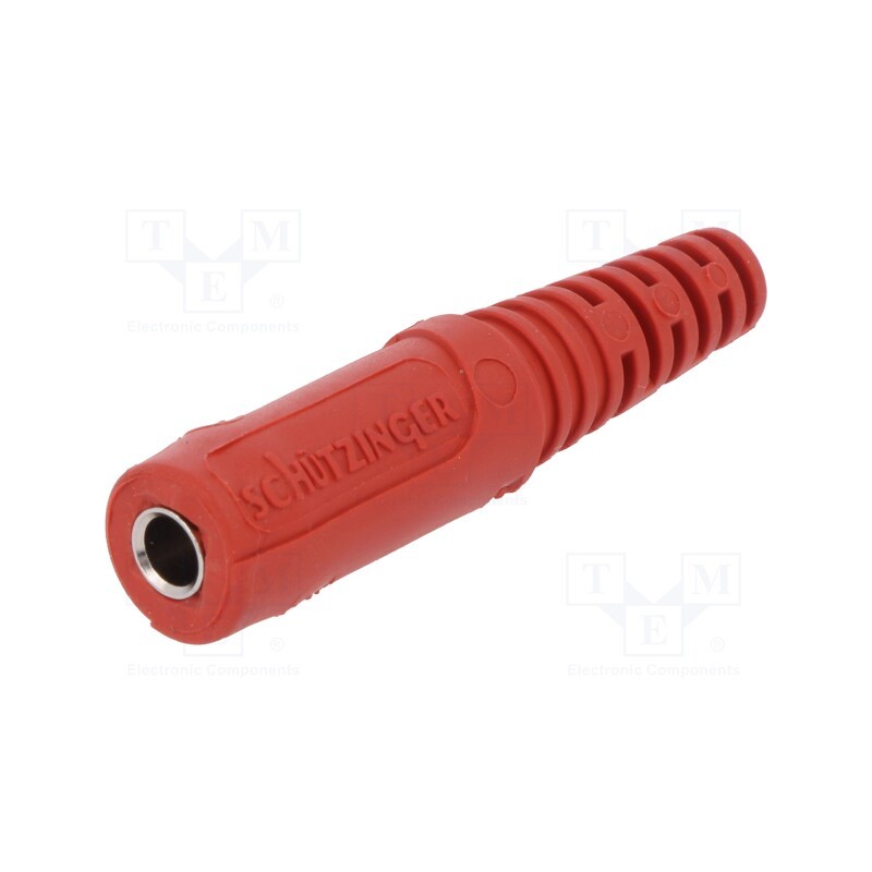 10 pcs : KU 92 L NI / RT - Socket, 4mm banana, 10A, 70VDC, red, nickel plated, on cable, Ø: 2mm