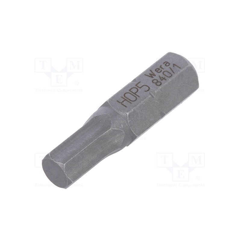 10 pcs : 5056325001 - Screwdriver bit, hex key, HEX 5mm, Overall len: 25mm
