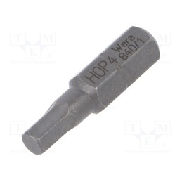 10 pcs : 5056320001 - Screwdriver bit, hex key, HEX 4mm, Overall len: 25mm