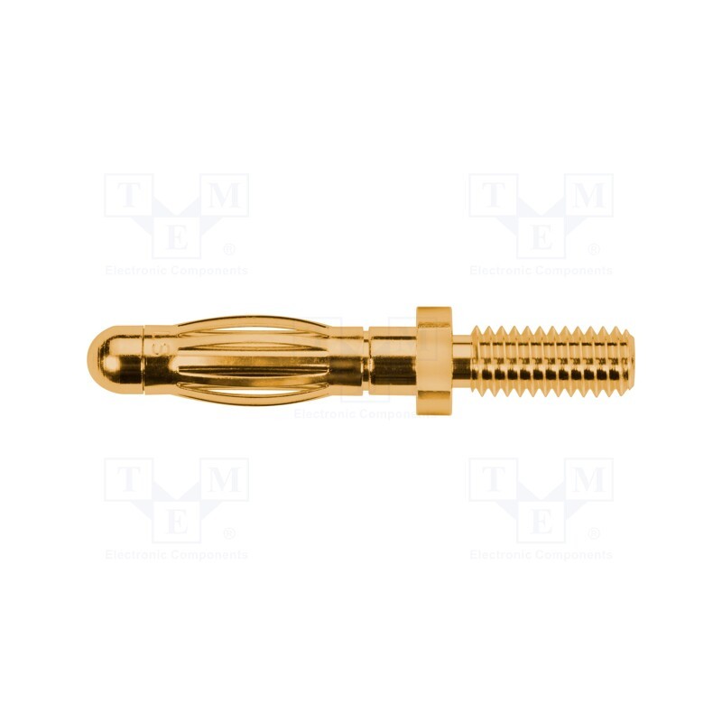 10 pcs : FK 1210 AU - Plug, 4mm banana, 32A, 33VAC, 70VDC, 30mm, gold-plated, screw