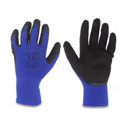10 set : L211709K - Protective gloves, Size: 9, black-navy blue, latex,polyamide