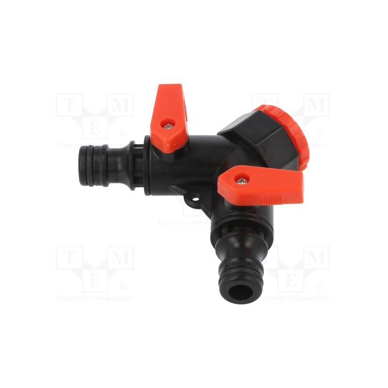 10 pcs : YT-8978 - Y-connector, ABS, with valve, 1/2'