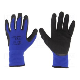 10 set : L211710K - Protective gloves, Size: 10, black-navy blue, latex,polyamide
