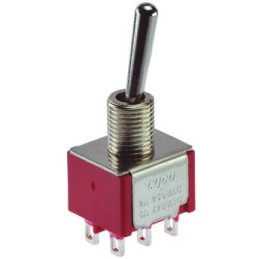 1 pcs - TE Connectivity Toggle Switch, Panel Mount, On-Off-On, DPDT, Solder Terminal
