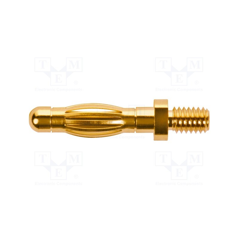 10 pcs : FK 1209 AU - Plug, 4mm banana, 32A, 33VAC, 70VDC, 26mm, gold-plated, screw