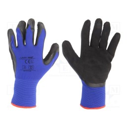10 set : L211711K - Protective gloves, Size: 11, black-navy blue, latex,polyamide