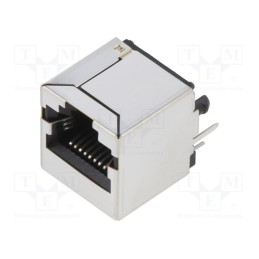 10 pcs : SS-651010S-A-NF - Socket, RJ50, PIN: 10, shielded, Layout: 10p10c, on PCBs, THT