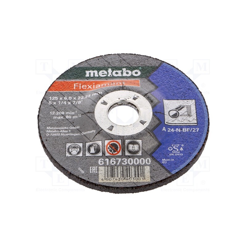10 pcs : 616730000 - Grinding wheels, Ø: 125mm, Øhole: 22.23mm, Disc thick: 6mm, steel