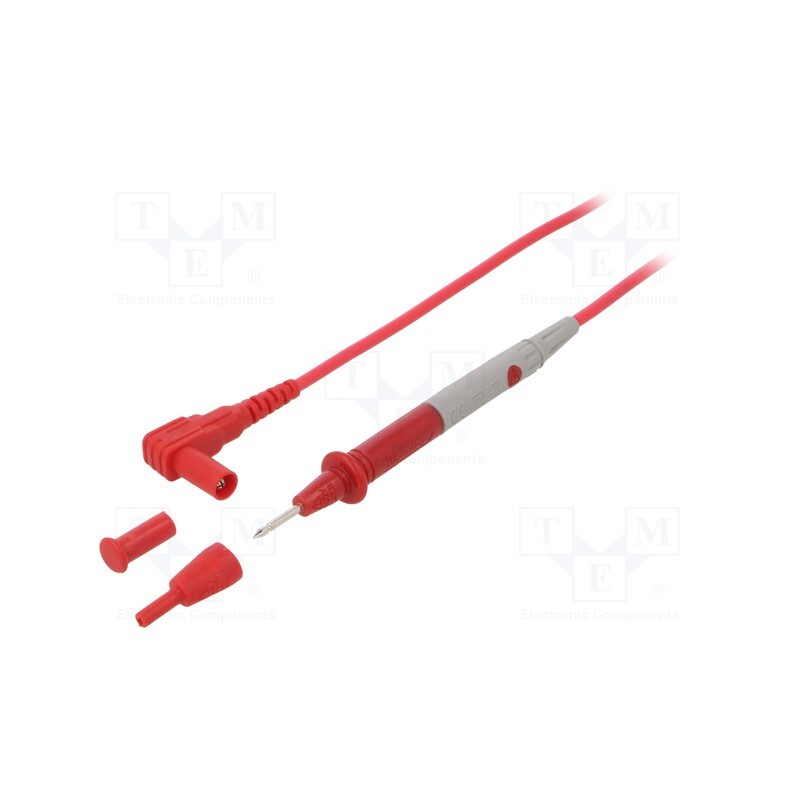 10 pcs : - Test lead, 60VDC, probe tip x2,angular banana plug 4mm x2, red