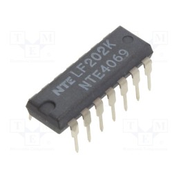 10 pcs : NTE4069 - IC: digital, NOT, Ch: 6, CMOS, THT, DIP14, 3÷18VDC, -55÷125°C, 30uA