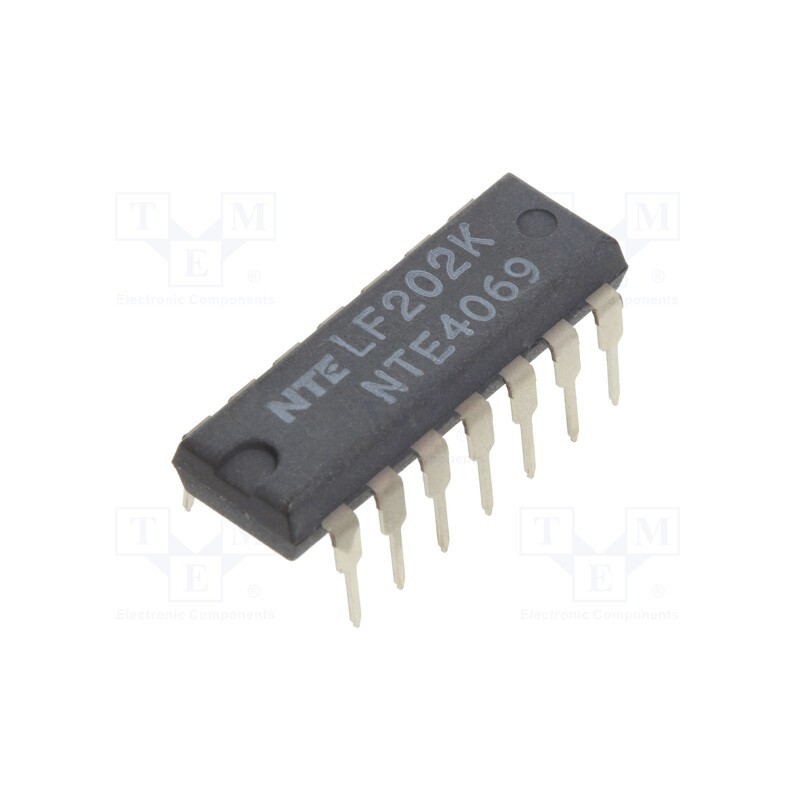 10 pcs : NTE4069 - IC: digital, NOT, Ch: 6, CMOS, THT, DIP14, 3÷18VDC, -55÷125°C, 30uA