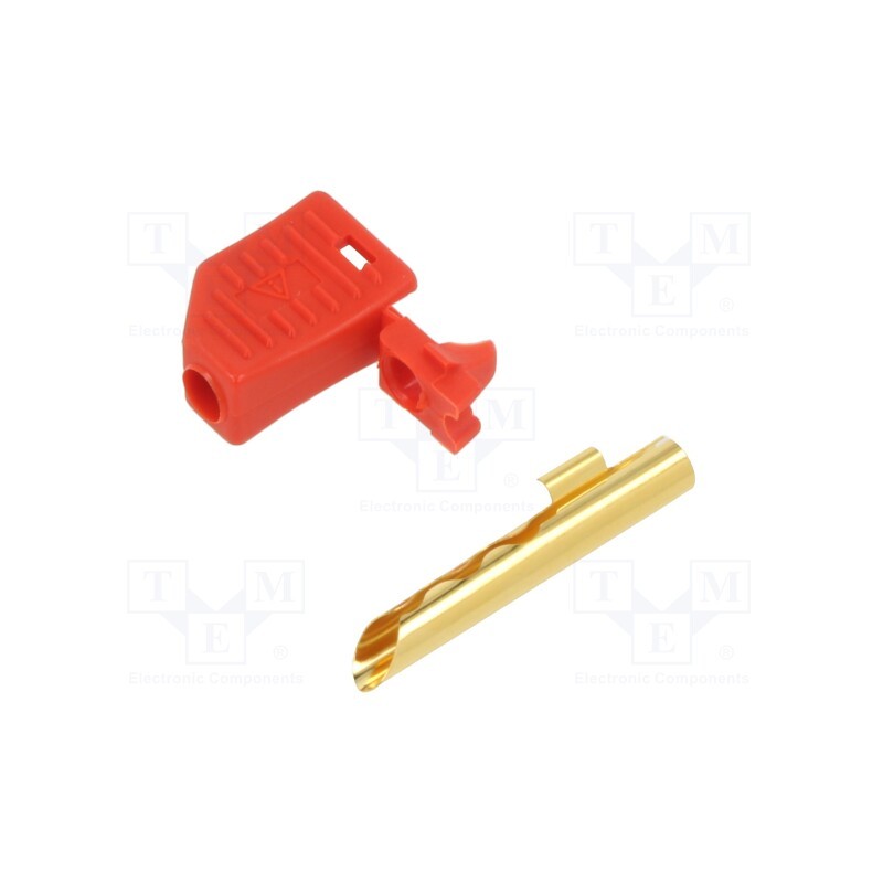 10 pcs : 22.2642-22 - Plug, 4mm banana, 19A, 30VAC, 60VDC, red, non-insulated, 1mm2