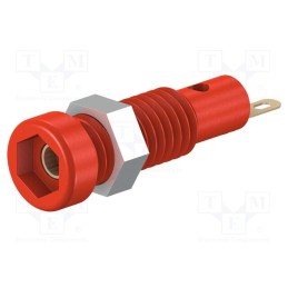 10 pcs : 23.0050-22 - Socket, 2mm banana, 10A, 23.3mm, red, soldered,on panel, insulated