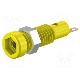10 pcs : 23.0050-24 - Socket, 2mm banana, 10A, 23.3mm, yellow, soldered,on panel, 60VDC