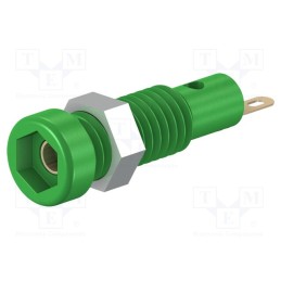 10 pcs : 23.0050-25 - Socket, 2mm banana, 10A, 23.3mm, green, soldered,on panel, 60VDC
