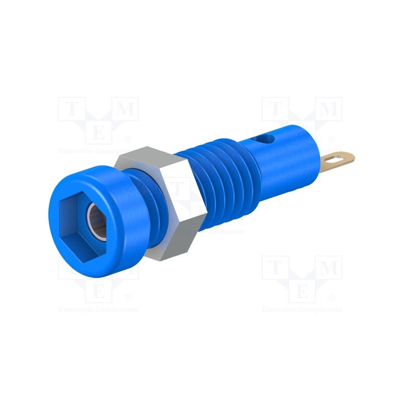 10 pcs : 23.0050-23 - Socket, 2mm banana, 10A, 23.3mm, blue, soldered,on panel, 60VDC