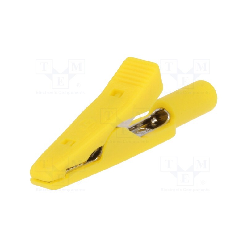 10 pcs : MA 1 GE - Crocodile clip, 15A, 60VDC, yellow, Grip capac: max.4mm, 930317803