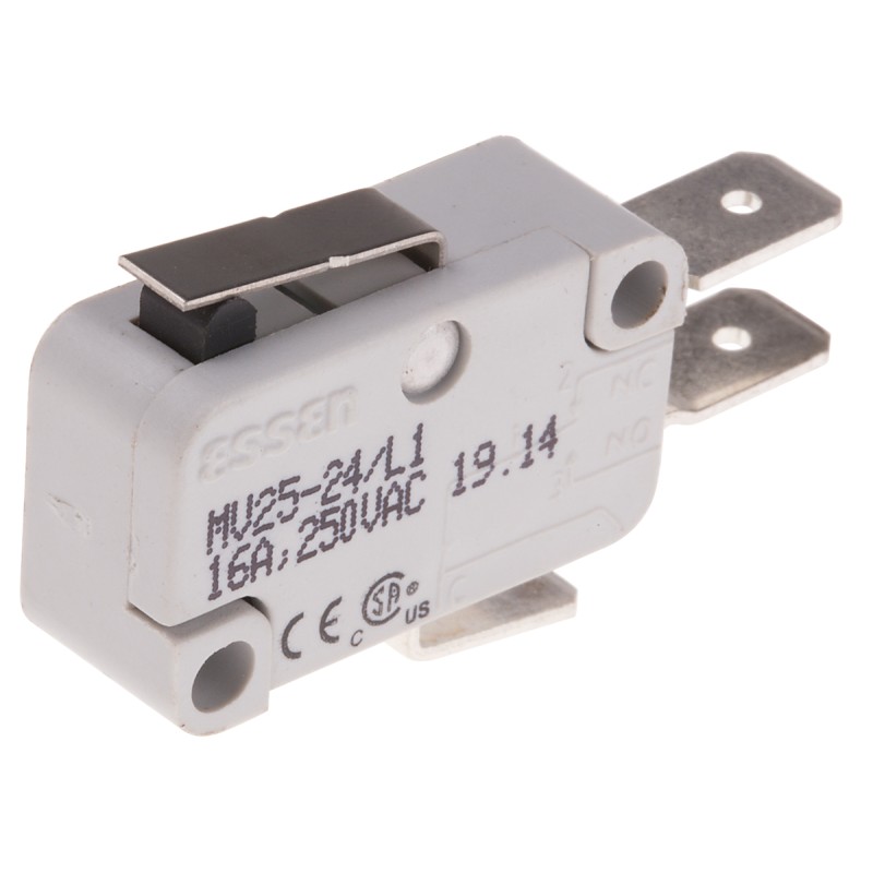 1 pcs - RS PRO Short Lever Micro Switch, Quick Connect Terminal, 16 A @ 250 V ac, SP-CO
