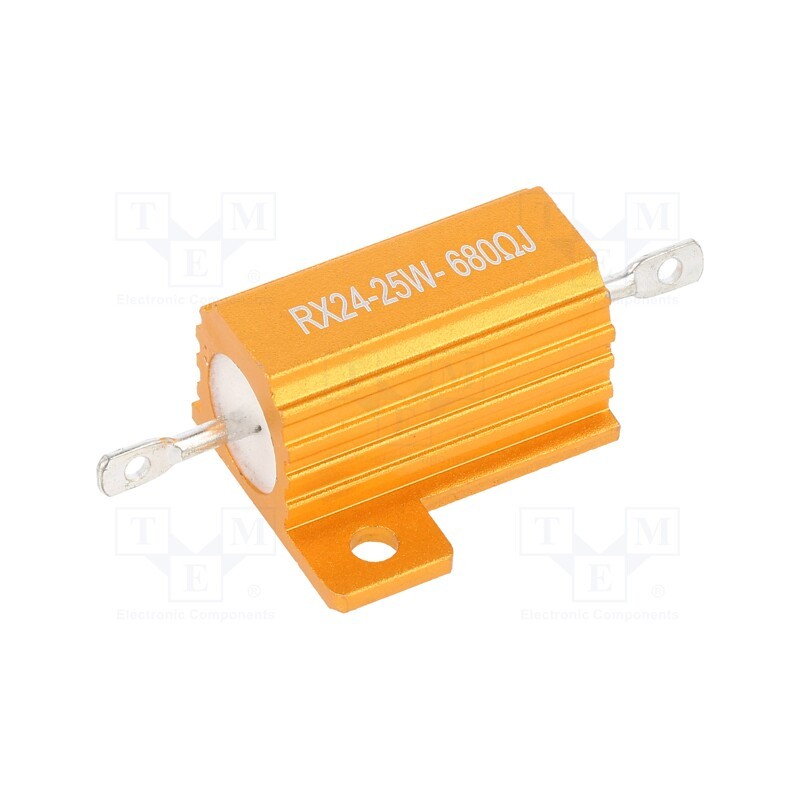 10 pcs : AHP25W-680RJ - Resistor: wire-wound, with heatsink, 680Ω, 25W, ±5%, 30ppm/°C