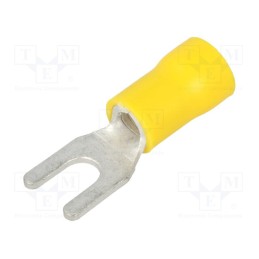 50 pcs : ST-091/Y - Tip: fork, M4, Ø: 4.3mm, 4÷6mm2, crimped, for cable, insulated