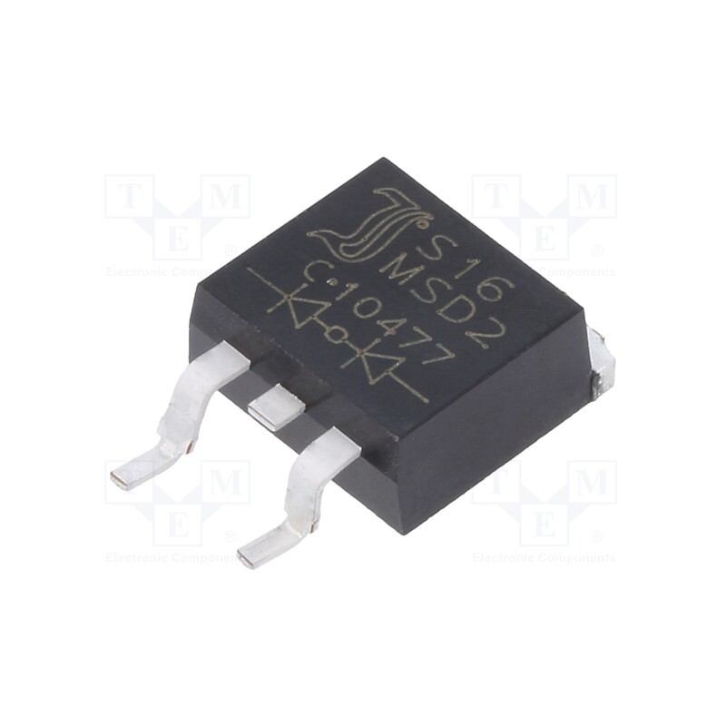 10 pcs : S16MSD2 - Diode: rectifying, SMD, 1kV, 8Ax2, 1.5us, D2PAK, Ufmax: 1.1V, Ir: 5uA