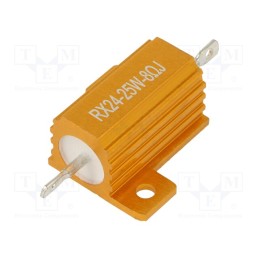10 pcs : AHP25W-8RJ - Resistor: wire-wound, with heatsink, 8Ω, 25W, ±5%, 50ppm/°C, 18.6mm