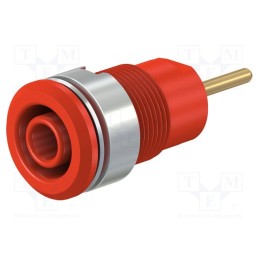 10 pcs : 23.3010-22 - Socket, 4mm banana, 24A, 1kV, Cutout: Ø12.2mm, red, gold-plated