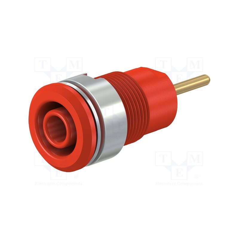 10 pcs : 23.3010-22 - Socket, 4mm banana, 24A, 1kV, Cutout: Ø12.2mm, red, gold-plated