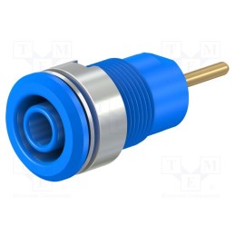 10 pcs : 23.3010-23 - Socket, 4mm banana, 24A, 1kV, Cutout: Ø12.2mm, blue, gold-plated