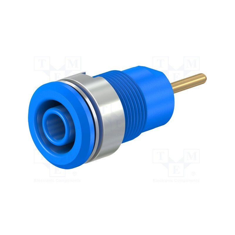 10 pcs : 23.3010-23 - Socket, 4mm banana, 24A, 1kV, Cutout: Ø12.2mm, blue, gold-plated