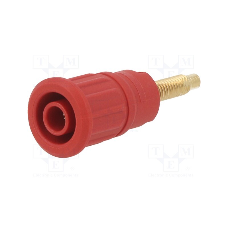 10 pcs : 23.8444-22 - Socket, 4mm banana, 32A, 1kV, red, on panel,push-in