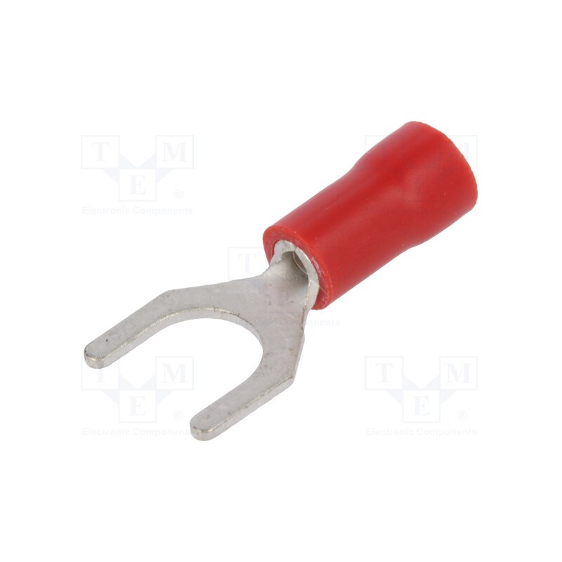 50 pcs : ST-096/R - Tip: fork, M6, Ø: 6.4mm, 0.5÷1mm2, crimped, for cable, insulated, red
