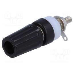 10 pcs : - Socket, 4mm banana, 15A, 250VDC, L: 45mm, black, nickel plated
