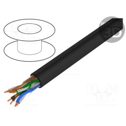 20 m : TI0012 - Wire, BiTLAN,U/UTP, 4x2x24AWG, 5e, solid, Cu, PE, black, 6.2mm