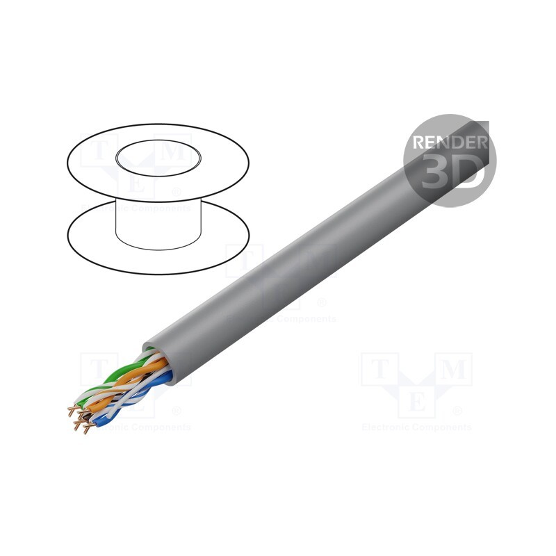 20 m : TI0044 - Wire, BiTLAN,U/UTP, 4x2x23AWG, 6, data transmission, solid, Cu, PVC