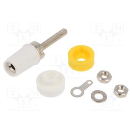10 pcs : CL1554-TP/2 - Socket, 4mm banana, 15A, white, on panel, Connection: soldered