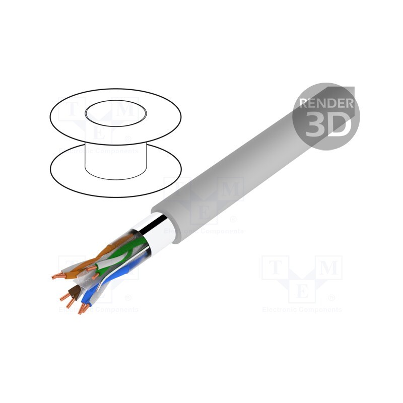 20 m : TI0048 - Wire, BiTLAN,F/UTP, 4x2x23AWG, 6, data transmission, solid, Cu, PVC