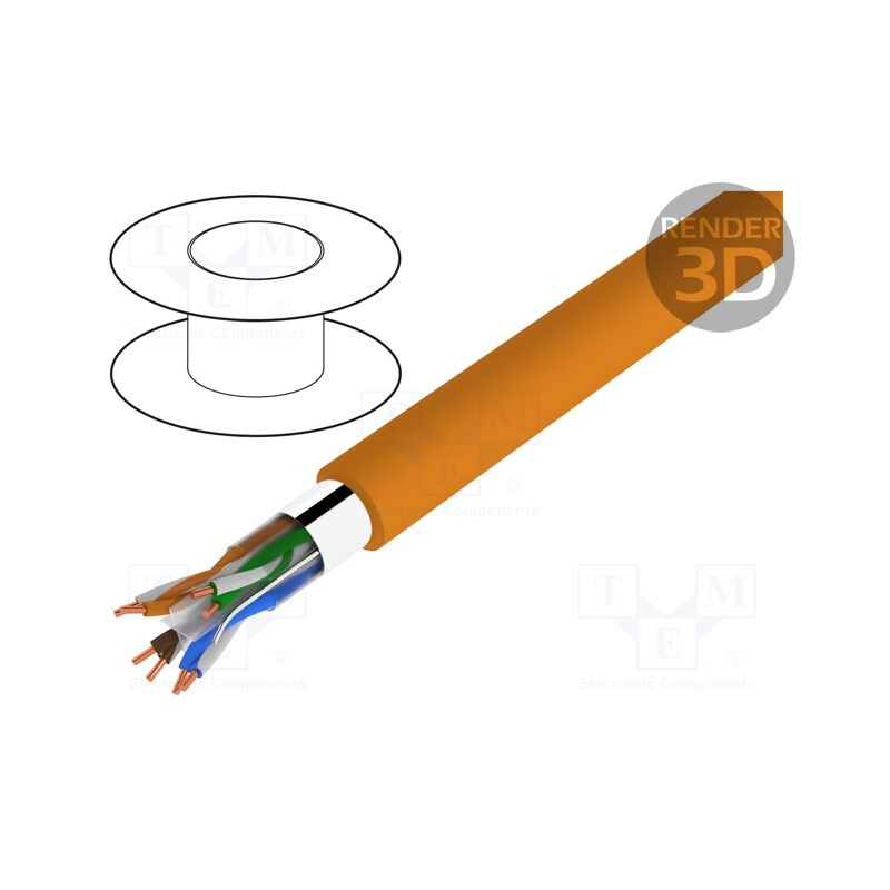 20 m : TI0050 - Wire, BiTLAN,F/UTP, 4x2x23AWG, 6, data transmission, solid, Cu