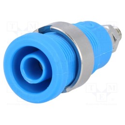 10 pcs : 3265-I-BL - Socket, 4mm banana, 36A, Cutout: Ø12mm, blue, nickel plated, 5mΩ