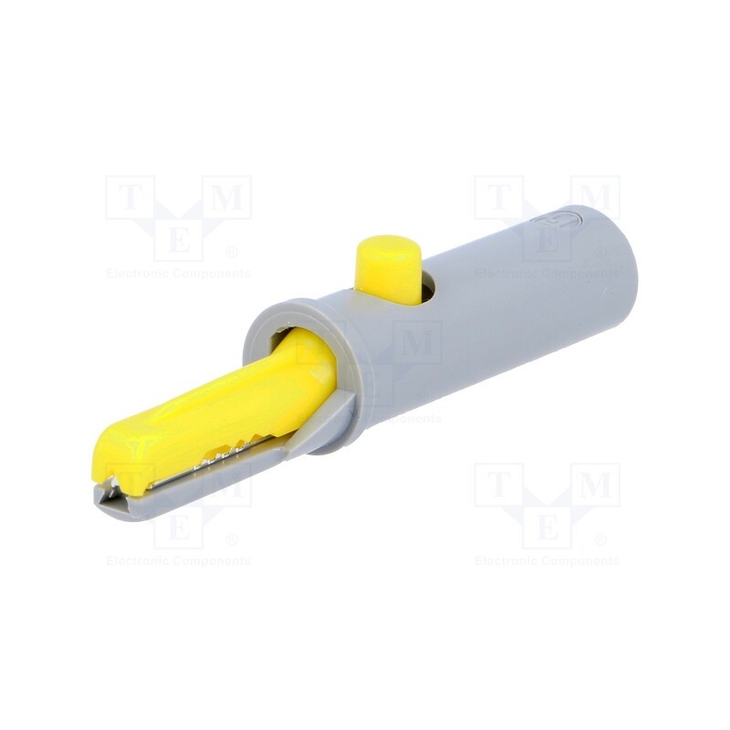 10 pcs : AK 10 GE - Crocodile clip, 6A, 60VDC, yellow, Grip capac: max.7.5mm