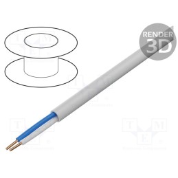 20 m : TS0002 - Wire, YTKSY, 1x2x0.5mm, telecommunication, solid, Cu, PVC, white