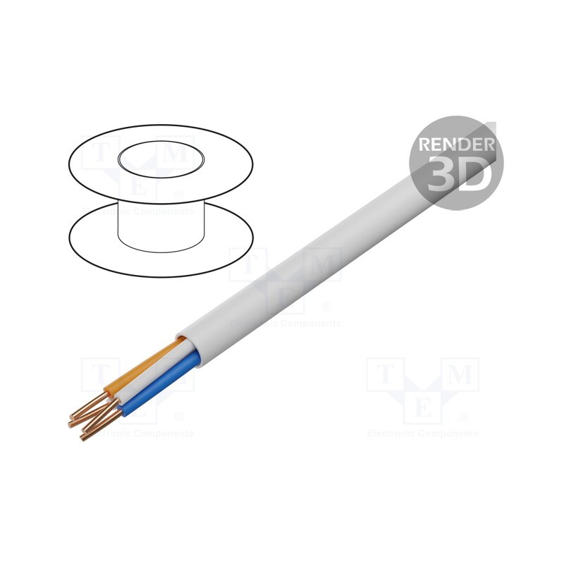 20 m : TS0003 - Wire, YTKSY, 2x2x0.5mm, telecommunication, solid, Cu, PVC, white