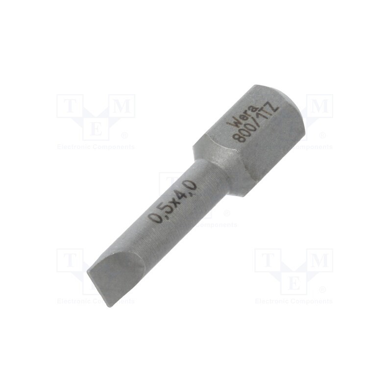 10 pcs : 5056203001 - Screwdriver bit, slot, 4,0x0,5mm, Overall len: 25mm, TORSION
