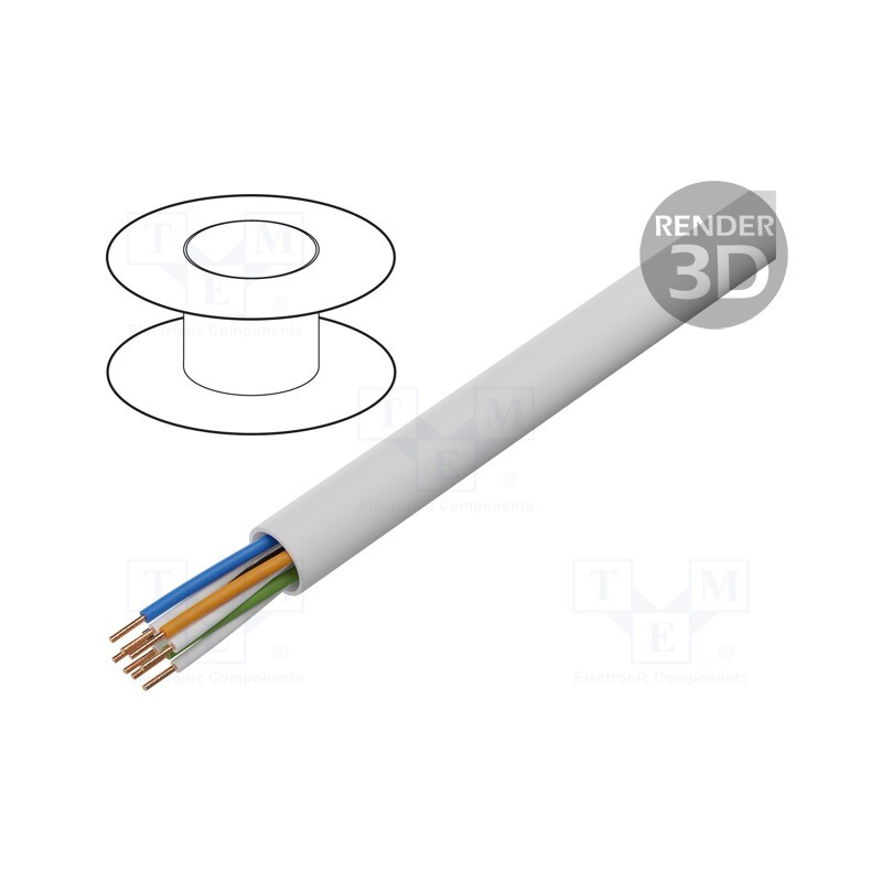 20 m : TS0006 - Wire, YTKSY, 4x2x0.5mm, telecommunication, solid, Cu, PVC, white