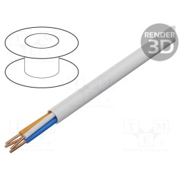 20 m : TS0029 - Wire, YTKSY, 2x2x0.8mm, telecommunication, solid, Cu, PVC, white