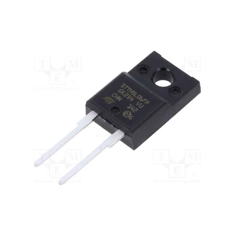 10 pcs : STTH5L06FP - Diode: rectifying, THT, 600V, 5A, , Ifsm: 90A, TO220FPAC, 65ns